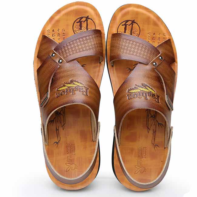 Cowhide Leather Beach Shoes Men's Trend Casual Men's Non-slip Sandals Men's Sandals Slippers
