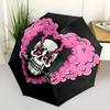 1pc Heart Skull Fashionable Automatic Opening/Closing Folding Umbrella with 8 Bones, Windproof Portable, Daily Use098