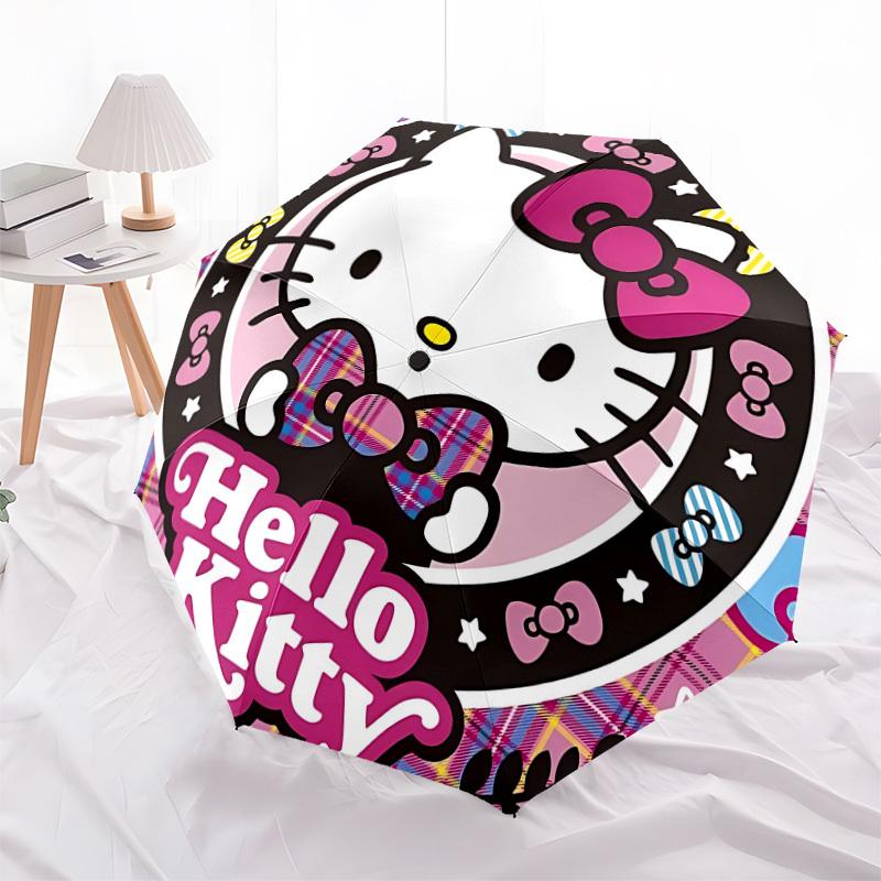 1pc Hello Kitty [Automatic Folding Umbrella] Durable Iron Frame & Rod, Portable Folding, All Seasons, Home Travel Outdoor, Makes a Great Holiday Gift