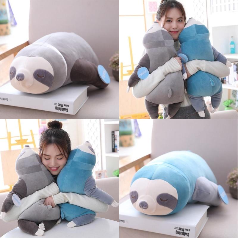 Adorable Sloth Plush Toy Pillow For Kids And Girls Short Plush And Pp Cotton Stuffed Blue And Grey