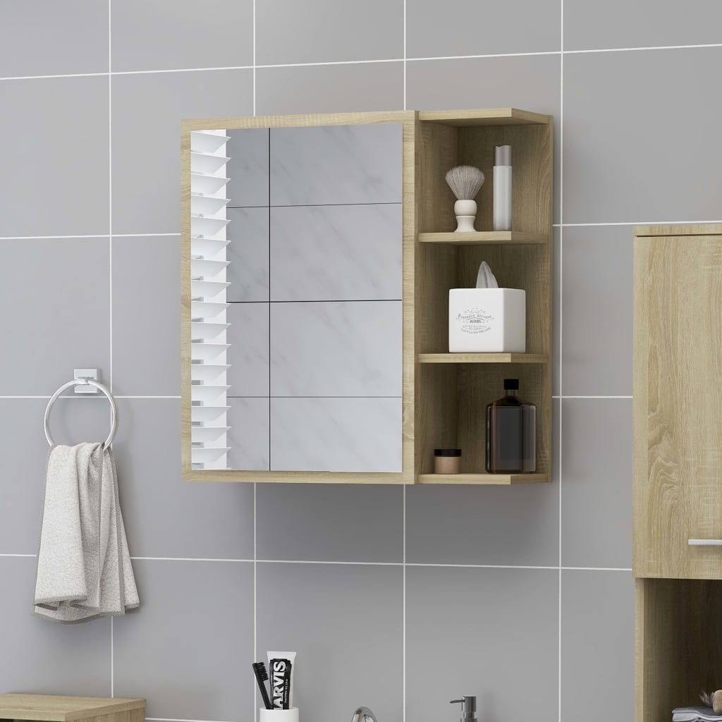 Bathroom Mirror Cabinet Sonoma Oak 62.5x20.5x64 Cm Engineered Wood