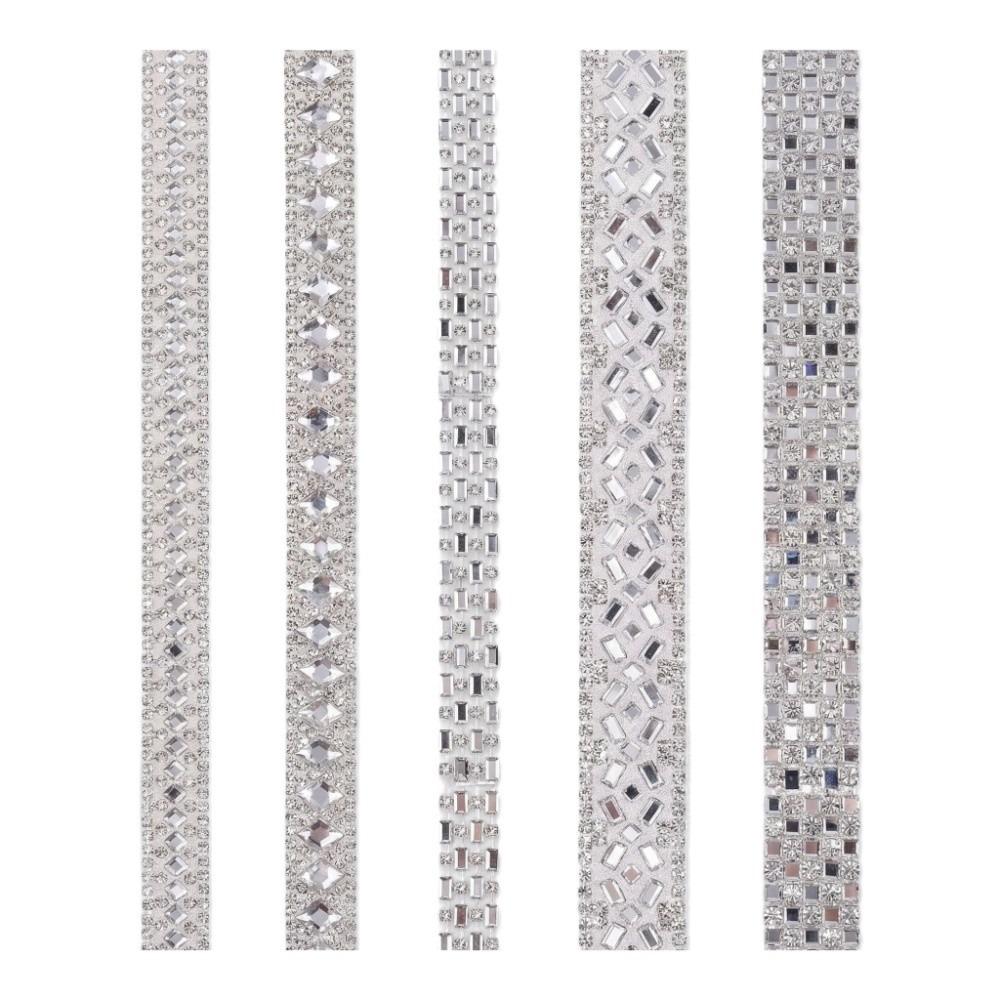 Strassband Selbstklebend Kristallstreifen Weißer Kristall DIY Strassband Bekleidungsdekoration Kleidung Accessoires