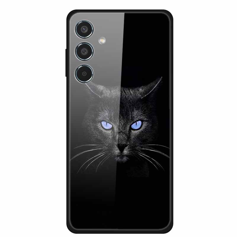 Glass Back Cover For Samsung Galaxy S24 FE Case S24FE Hard Tempered Glass Case For Samsung Galaxy M55 A16 Phone Case Soft Bumper
