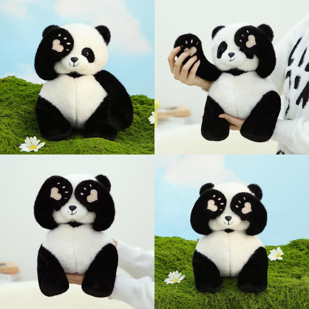 Adorable 35cm Black Panda Plush Toy Super Soft Stuffed Animal Gift For Girls