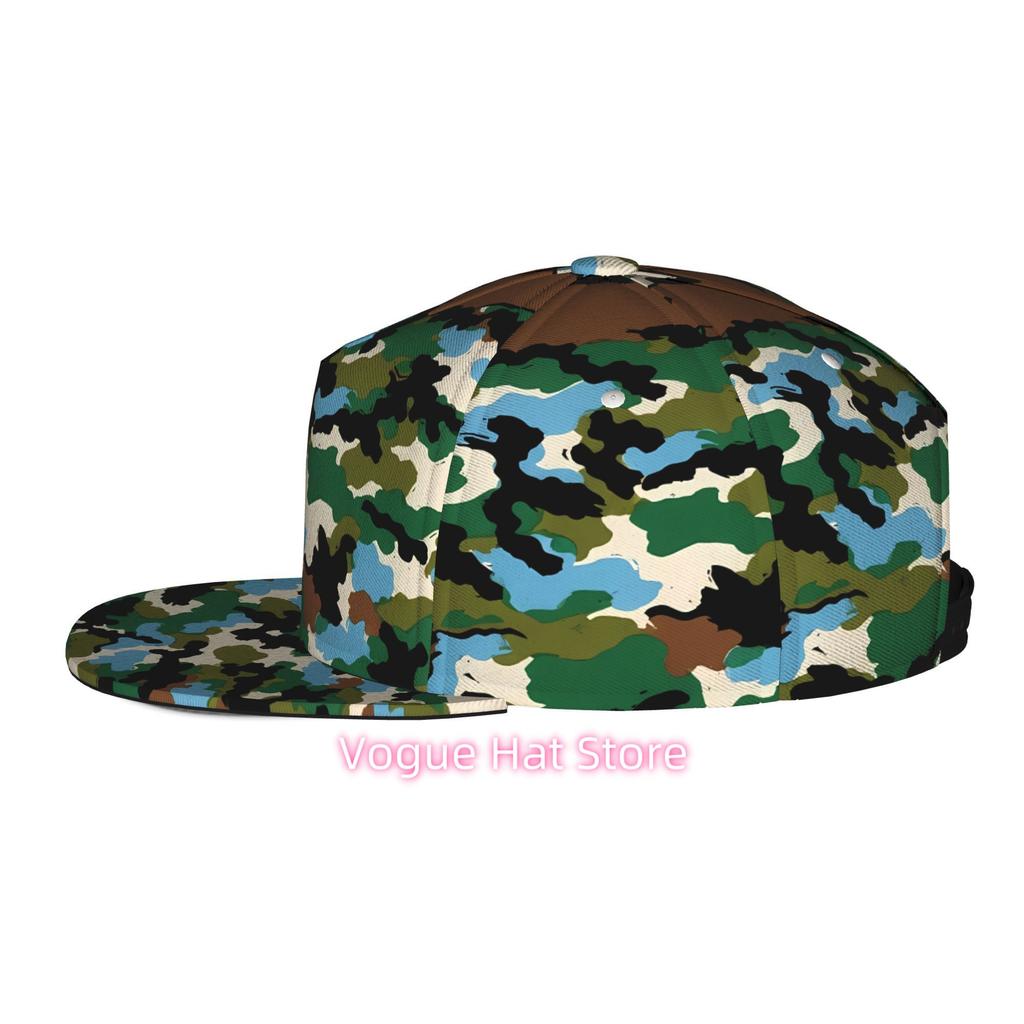 Men & Women' Adjustable Snapback Trucker Hat - Soft Flat Brim Baseball Cap With Positionable Improved Camouflage Print Pattern