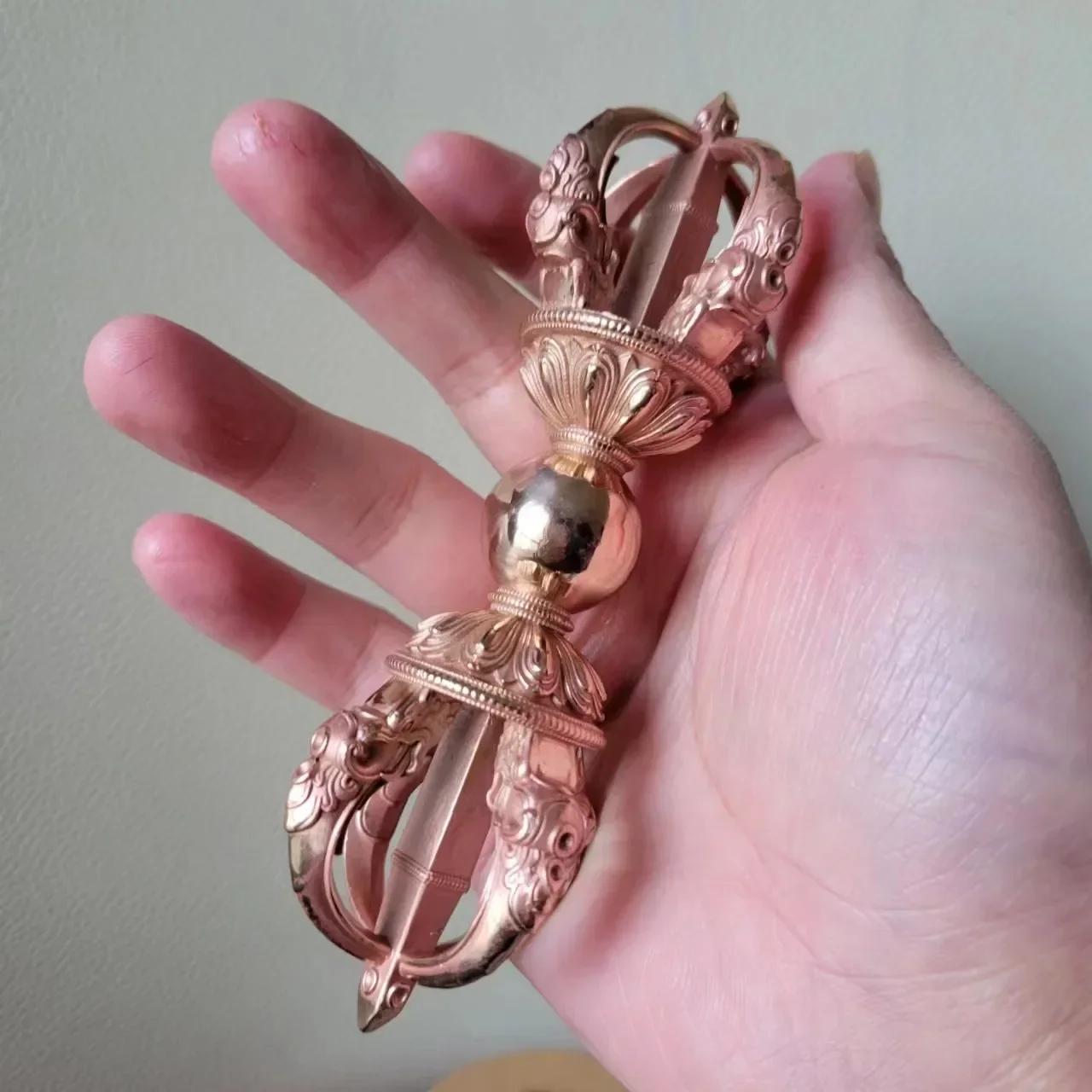 

1 шт., искусная работа, чистая медь, пятиногая алмазная палочка, крест, убивающая демонов, жезл, подношение, украшение