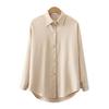 Loose Fit Blouse Long Sleeve Shirt Women's Solid Color Button Up Lapel Breathable Casual for Work Daily Life Travel