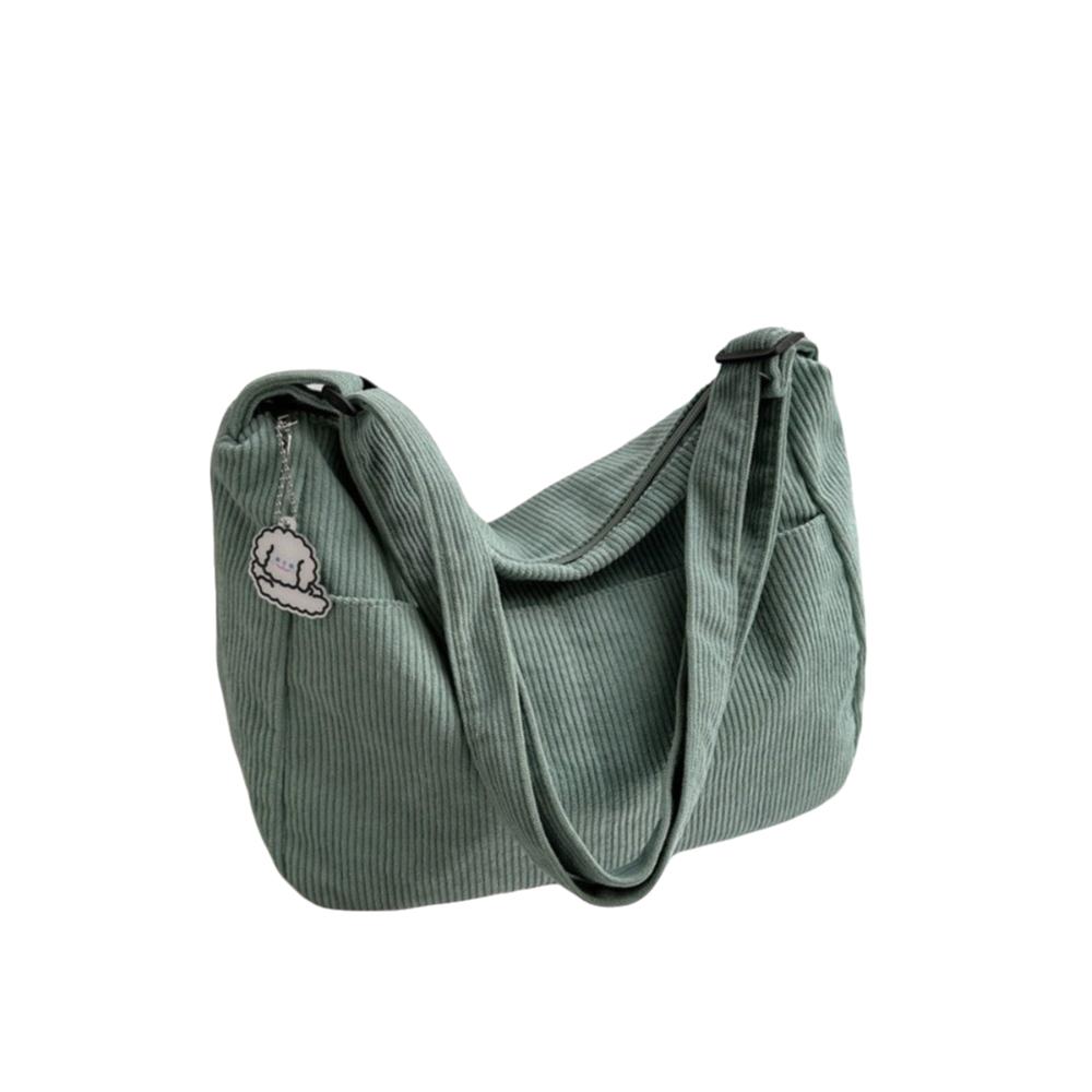 Korean Style Corduroy Shoulder Bag Solid Color Women Tote Bag Portable Crossbody Bag  Women