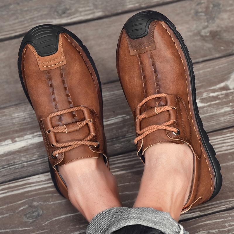 Męskie skórzane buty retro w dużym rozmiarze, ultralekkie, ręcznie robione, codzienne, męskie buty za kostkę z wysoką cholewką