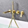 Brush Rose Gold Bathtub Faucet Set Widespread Tub Sink Mixer Tap Brass Brushed Gold  Bathtub Shower Faucet with Hand Shower Head