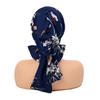 Women Headscarf Hat Flower Pattern Lace-up Ribbon Turban Hat Outdoor Travel Cycling Sunshade Cap Headwear