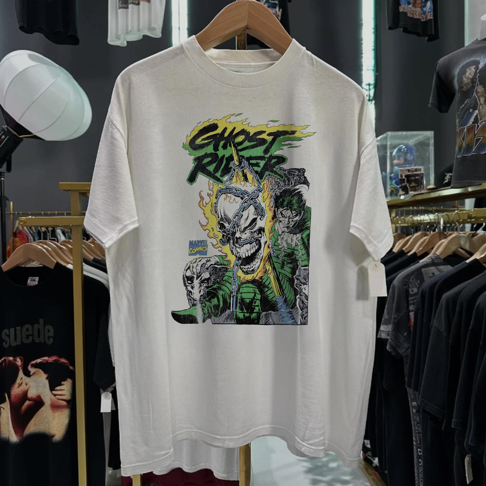 90s Ghost Rider Rare T-Shirt White S 4XL
