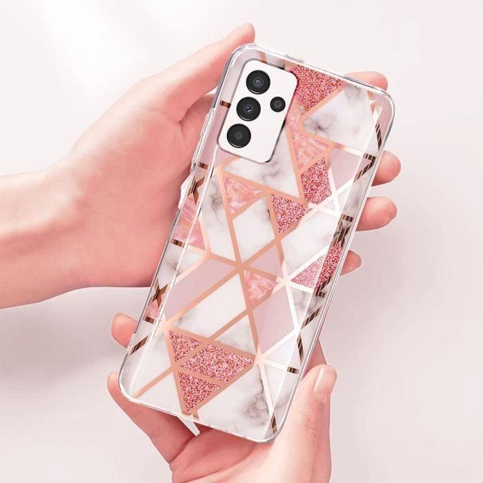 Coque de Protection - Samsung - Galaxy A13 5G - Semi-rigide - Rose Motif Marbre - Légère