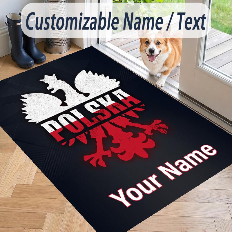 Custom Text Printed Rug Poland Non Slip Floor Carpet For Home Room Decor