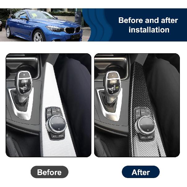 for BMW Multimedia Panel Cover, F30 Carbon Fiber Style Panel Trim Cover Car Center Console for 3 Series F30 F31 F32 F34 F36 328i 320i 335i 330i 435i