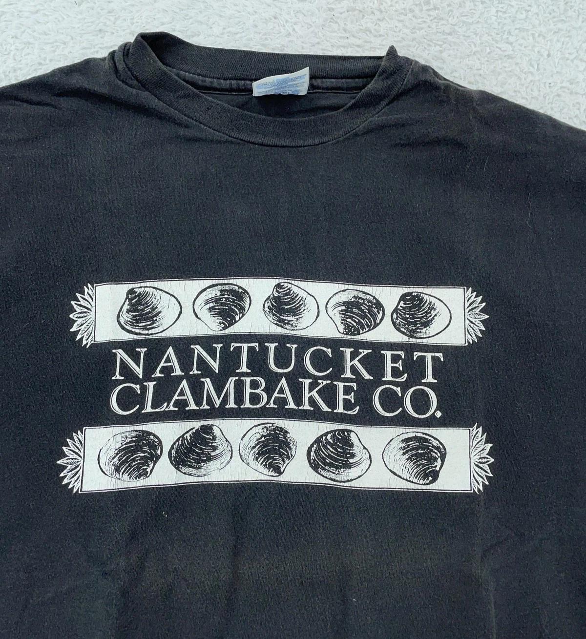 Vtg Nantucket Clambake Co. T-Shirt Mens L/XL Black Massachusetts Seafood USA M