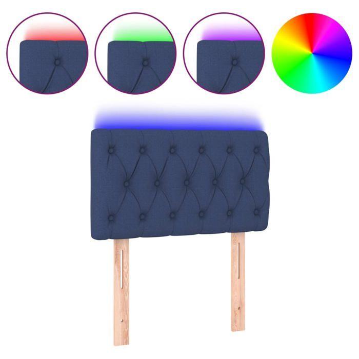 VidaXL Tête de Lit à LED Meuble de Chambre à Coucher Accessoire de Lit Simple Tête de Cadre de Lit Intérieur Bleu 80x7x78/88 3121928