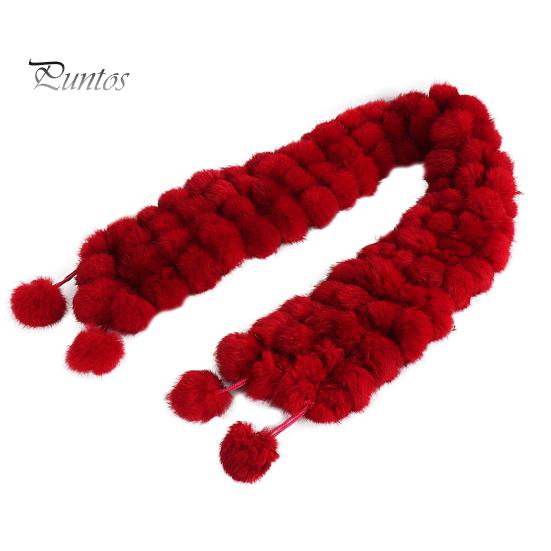 Wool Pom-Pom Scarf Women Thickened Winter Scarf Imitation Rabbit Fur Comfortable Knit Winter Scarf Neckwear