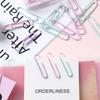 70 Pcs 50mm Length Paper Clips Pink/ Purple/ Green Metal Paper Clips Portable Paper Clips  Office