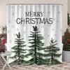 Blue Christmas Snowflake Shower Curtain, Winter Forest Deer Fabric Shower Curtains Set For Bathroom Decoration With Hooks Cute