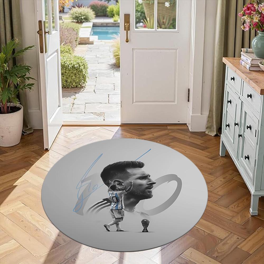 Messi Round Floor Rug Suitable for Playrooms Living Rooms Dining Room Game Room Anti-slip Round Rug Decorate Offices Perfect Gift for Women Men