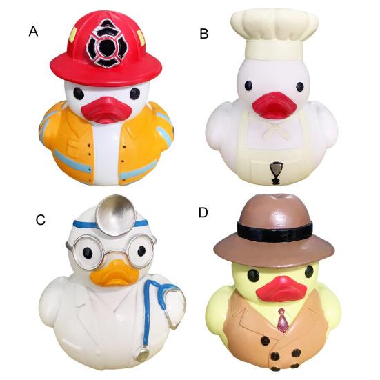 Chef Duck Figurine Resin Doctor Duck Ornament Colorful Firefighter Detective Duck Statue for Living Room Bedroom Shelf Decoration