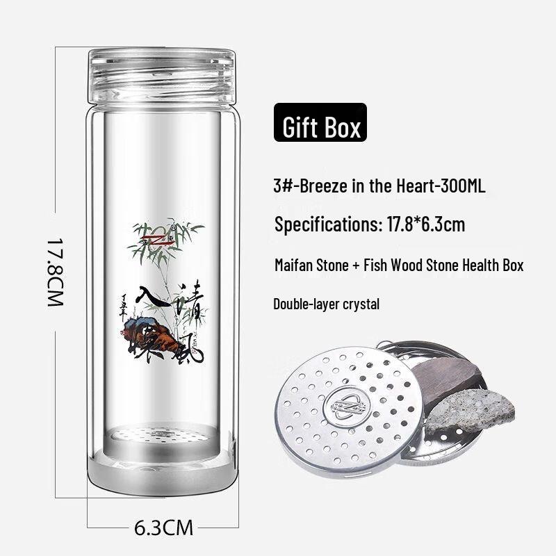 Noah Portable Double-Layer Glass Tea Cup with Lid