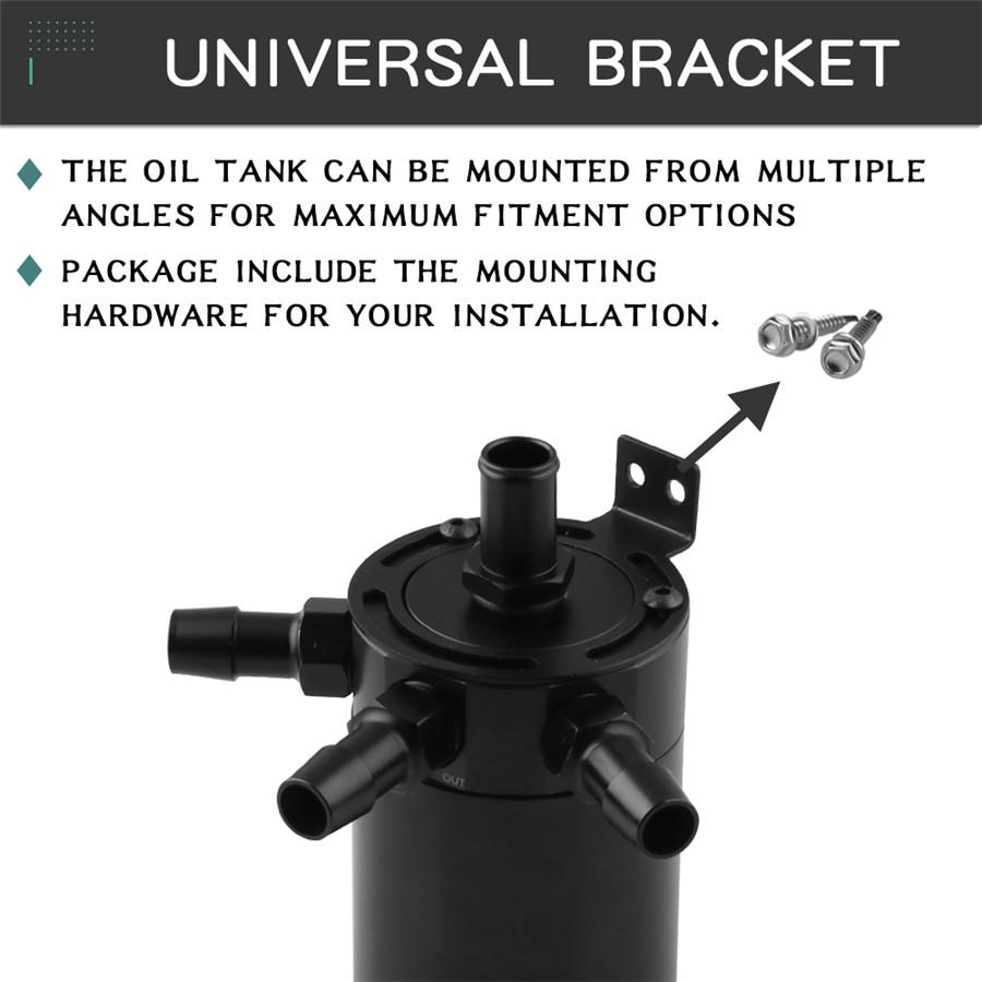 Oil Reservoir Catch Can Tank with Drain Valve Breather Universal 3-Port