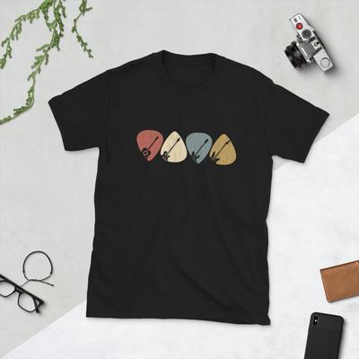 Gitarrenplektrum, Für Gitarristen Retro Vintage, Musiker, Kurzarm Unisex T-Shirt