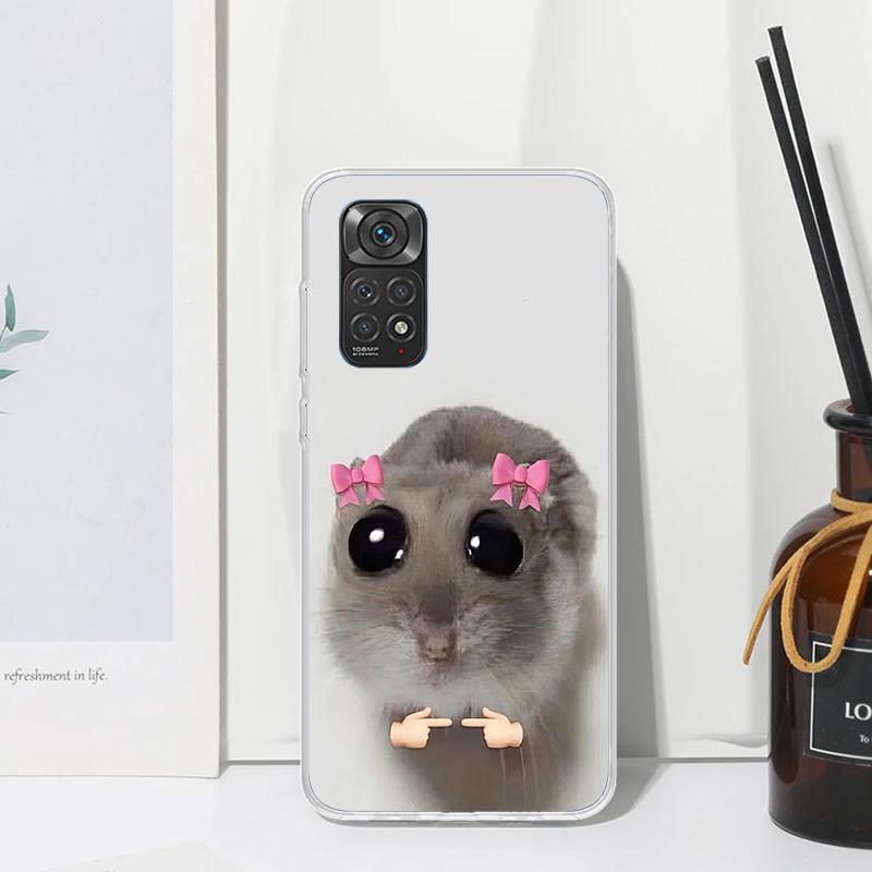 Funny Sad Hamster Meme Phone Case For Xiaomi Redmi Note 15 13 14S 14 Pro Plus 12S 11S 10S 12 11E 10 11T Art Fundas Back Cover Re
