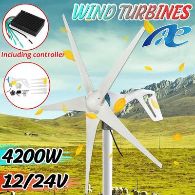 4200W 5listý horizontální větrný generátor 12V/24V S3 větrné turbíny generátor větrné turbíny nabíjení s ovladačem pro domácí tábor