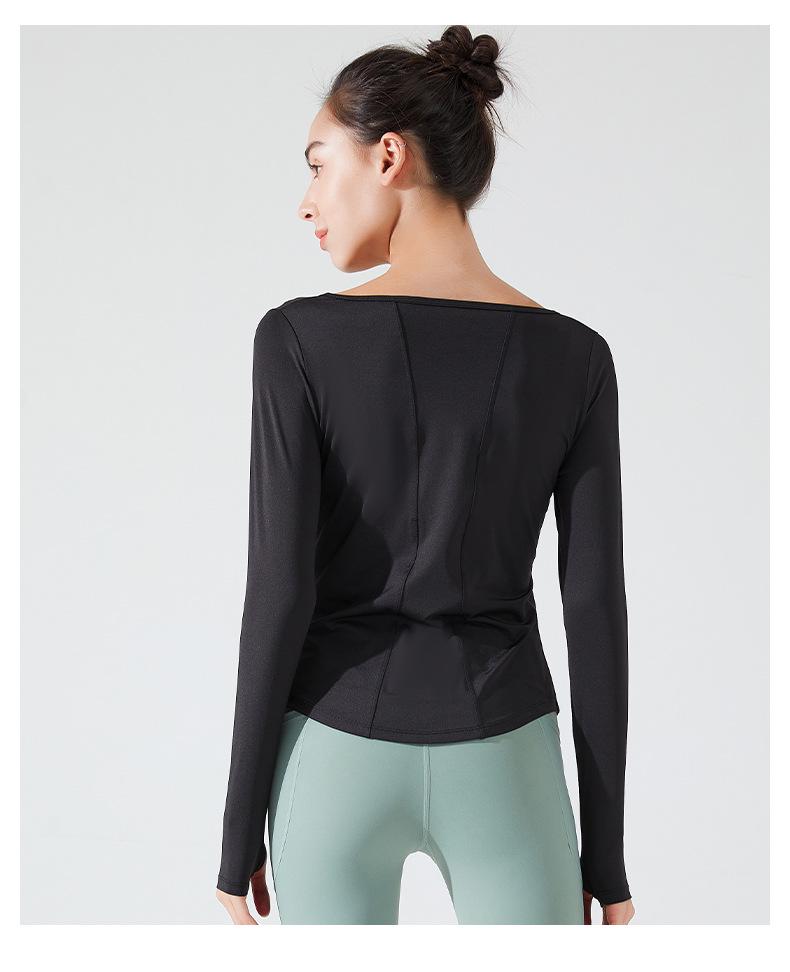 Women's V-neck Long-sleeve Yoga Top - Elegant, Loose, and Breathable for Spring and Autumn Fitness