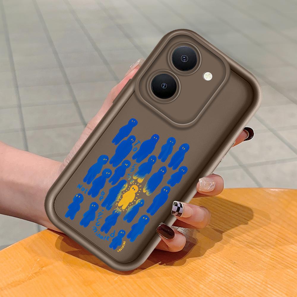 Soft Silicone Square Ladder Printing Pattern Phone Casing Full Cover Camera Shockproof Protection Rubber Case for Vivo