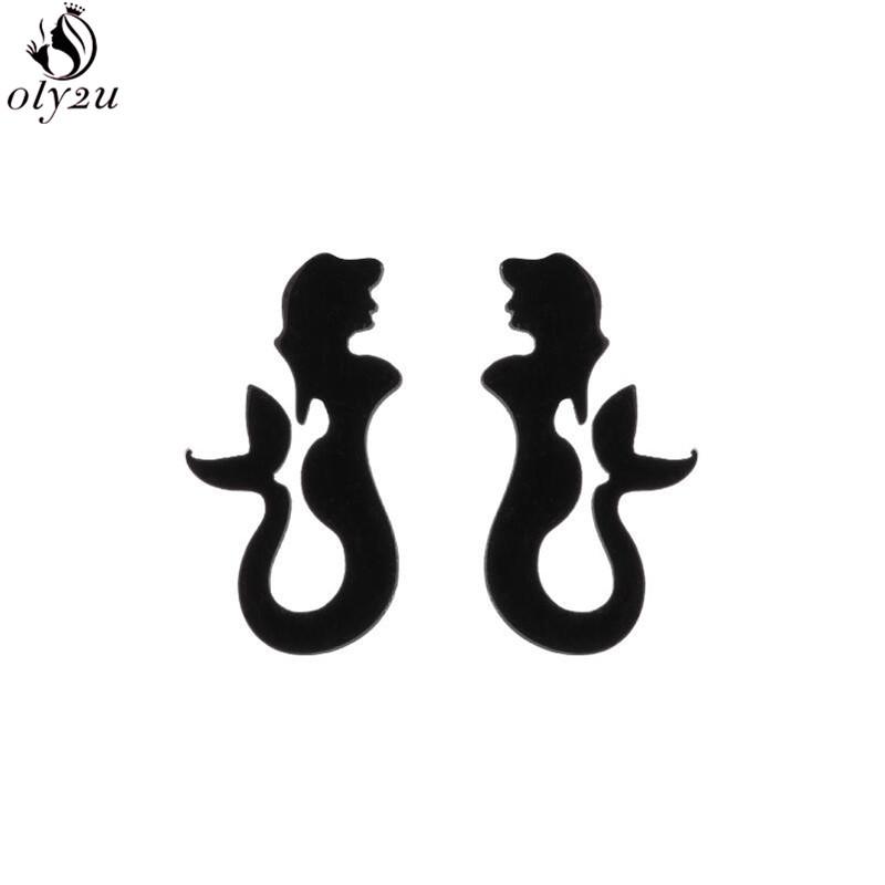 Funny Stainless Steel Gingerbread Man Earring Cartoon Ghost Ear Jewelry Girls Delicate Mermaid Fairy Earrings Gifts Accessories