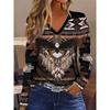 Women's V-neck Long-sleeved T-shirt Casual Fashion