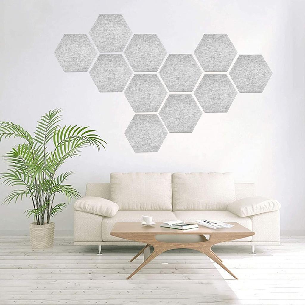 12Pcs High Density Hexagon Studio Acoustic Panels Self-adhesive Sound Absorbing Wall Panel KTV Drum Room Soundproof Pad Stickers