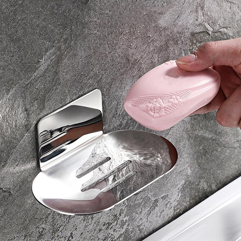 Duschseifenhalter aus Edelstahl Ohne Bohren Wandmontierte Seifenschale Schwamm-Aufbewahrungsregal Shampoo-Schale für Badezimmer-Organizer