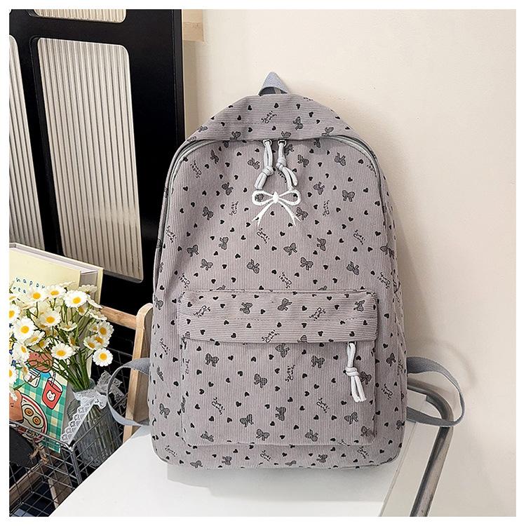 Schoolbag Corduroy Autumn and Winter New Large Capacity Backpack Student Class Commuter Versatile School Bag Going Out Travel Backpack Female