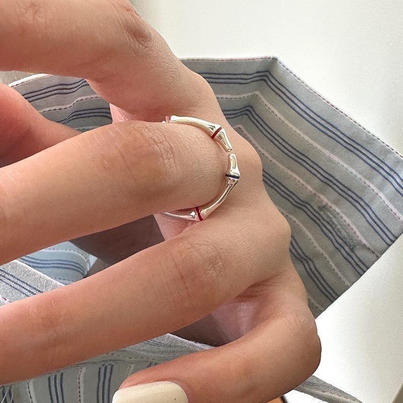 Chic And Unique Irregular Colorful Glaze Adjustable Copper Ring For Women