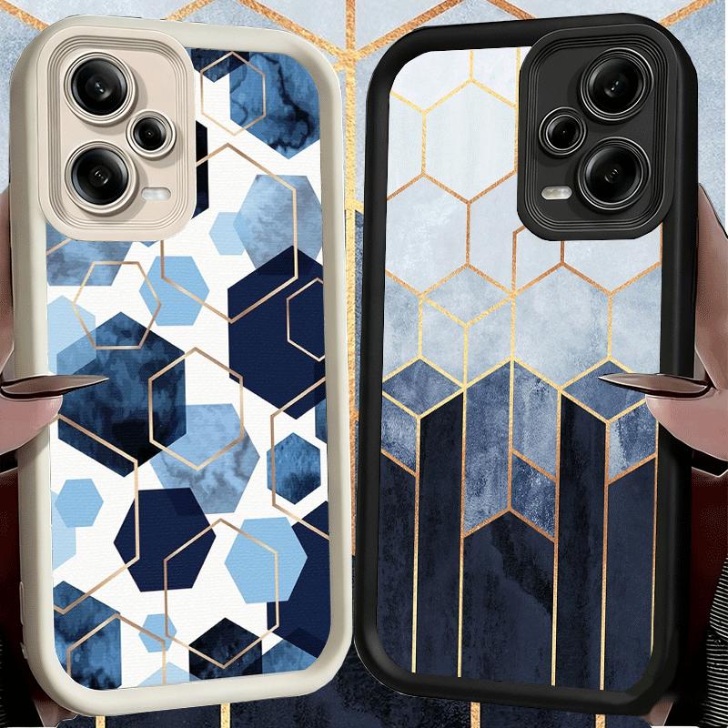 Geometric Marble Pattern Soft Phone Case for Xiaomi Poco X7 X6 X5 Pro X4 Gt X3 F7 Ultra M8 M7 Redmi 15C 15 14C 13 13C 12 12C 10