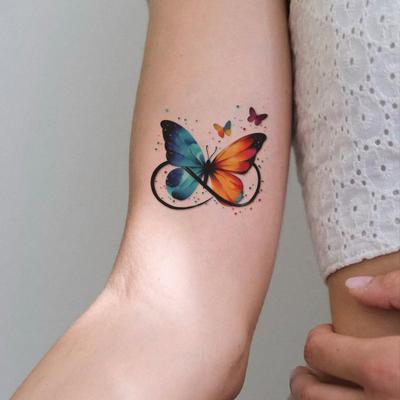 Color Butterfly Tattoo Sticker Waterproof Female Lasting Simulation, Advanced Sense Collarbone Arm Unlimited Symbol Sticker