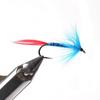 Bimoo 4# Blue Red Silver-Butcher Fly Rooster Hackle Realistic May Fly Adult Nymph for Trout Grayling Fishing Lures