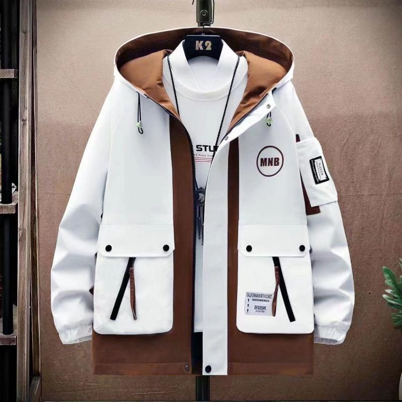Jackets Men's Spring and Autumn Men's Youth Hooded Jackets Trendy Loose Casual Workwear Jackets