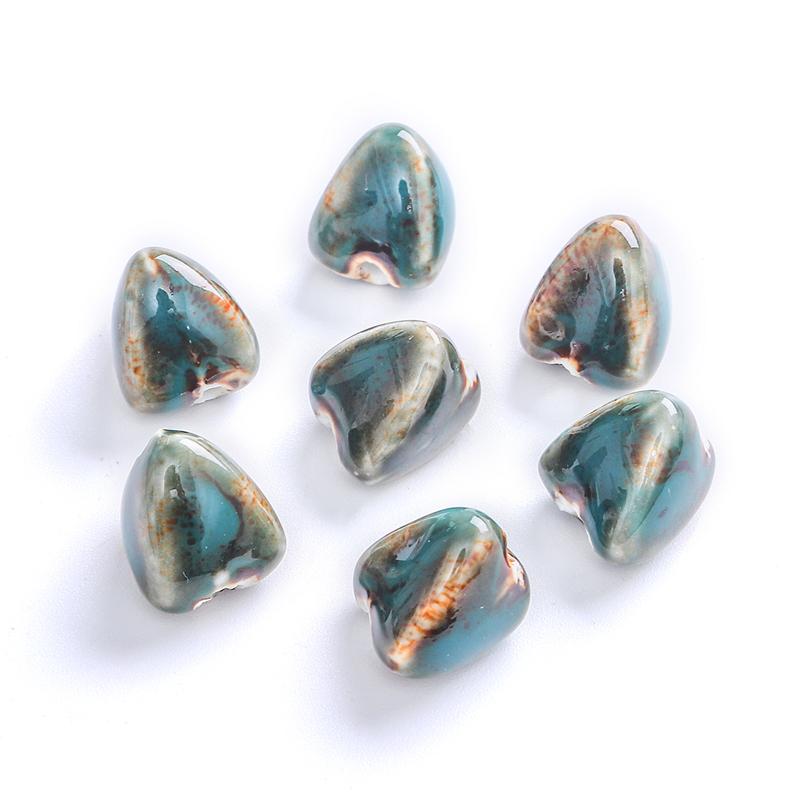 5 Stück Blumenglasur-Porzellanperlen Zongzi-Form Keramikperlen für die Schmuckherstellung DIY Charms Armband Halskette Basteln Loch 2,5 mm