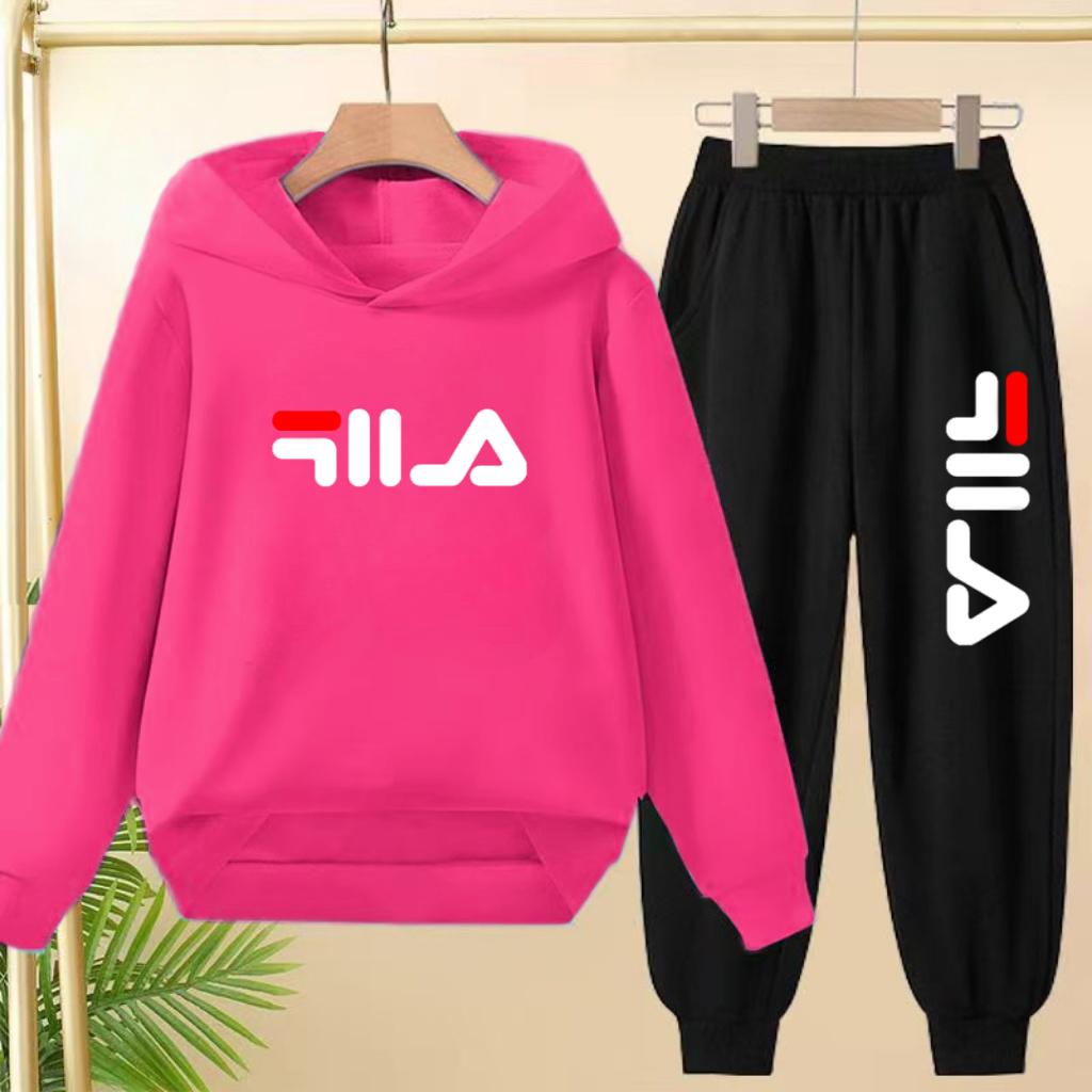 Children's Pullover Pink Coat Hoodie Sweatshirt Top + Pants Boys Girls Toddler 3-12Yrs Clothes Casual Sports Jogging Fashion Set