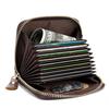 Genuine Leather Card Holder Zipper ID Credit Card RFID Blocking Slim Mini Wallet Organ Card Bag