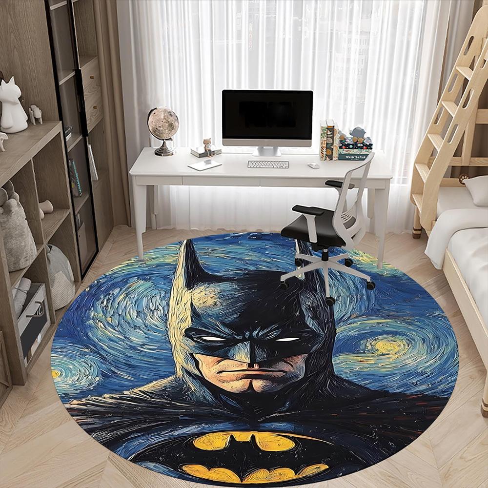 1pc Batman Starry Night Office Round Area Rug, Under Office Chairs Bedroom Living Room Home Decor, Room Deco, Available in Various Sizes