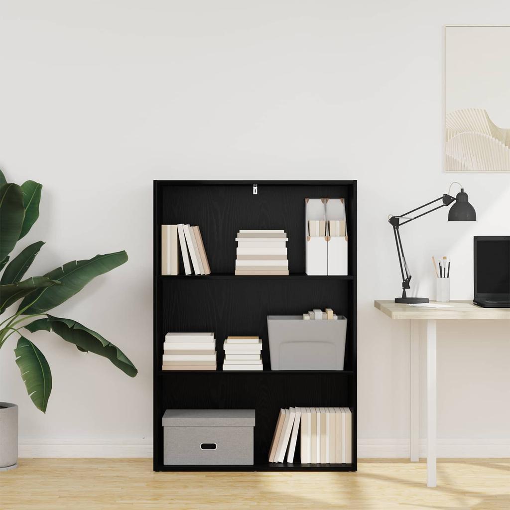 Bookshelf Black Oak Effect 80 x 30 x 114 cm Engineered Wood