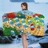 Cartoon S_Smurfs Microfiber Blanket Quick Drying Beach Towels Oversized Printing Super Absorbent Pool Towel Blanket