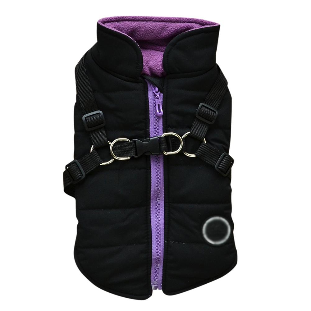 

Dog Coat with Harness Winter Fleece Zipper Jacket Small Dog Clothes Winter Cat Apparel Lightweight for Indoor Outdoor Pet Gifts XS（old）